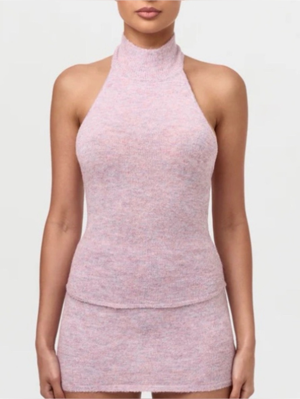 Naked Wardrobe Pink Knit Mini Dress Set Like New